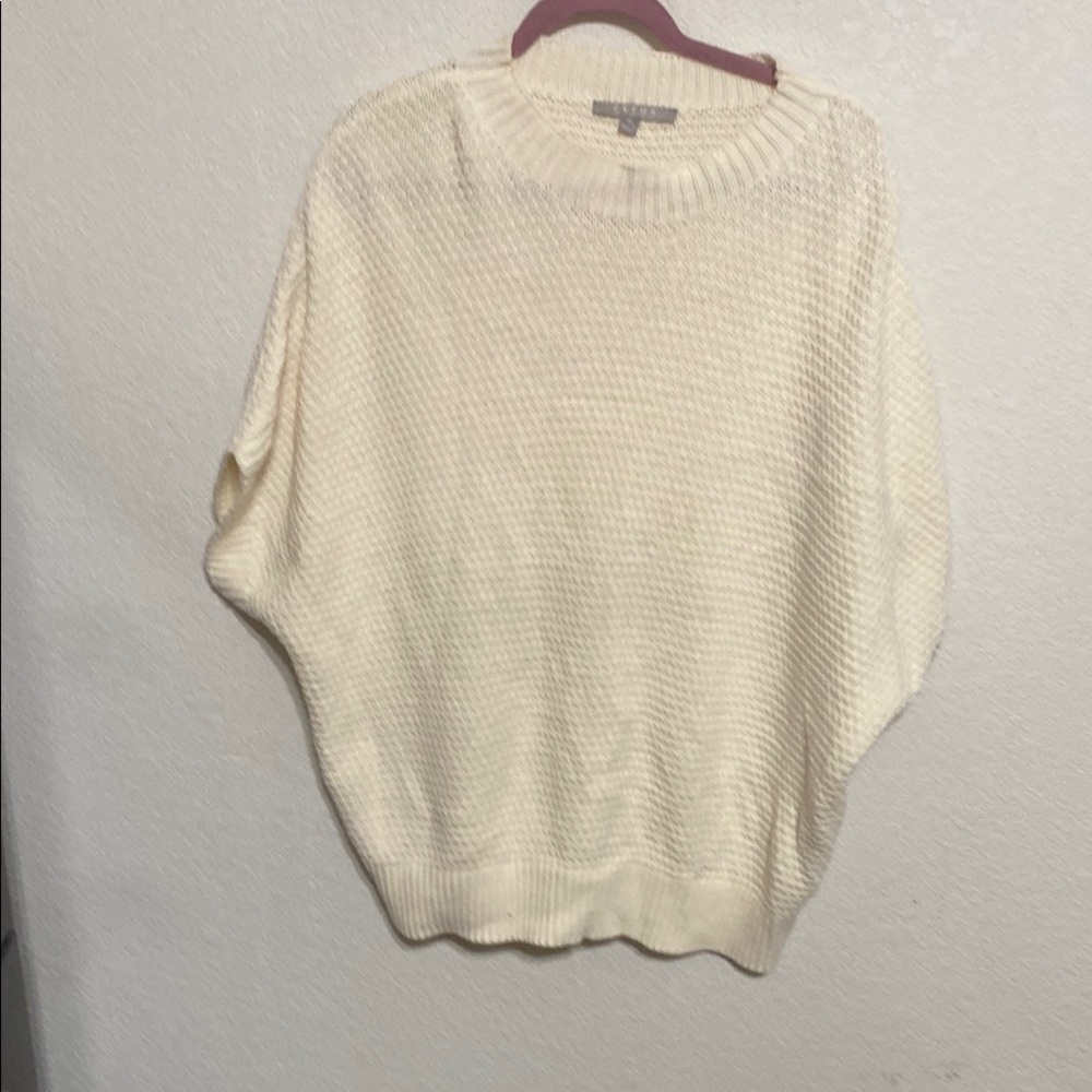 Cyrus Cream Crew Neck Sweater with Ribbed Knit
